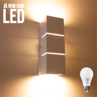 2 Arandela Focos Fachos Frisos 30cm + 4 Lâmpadas LED bulbo 12