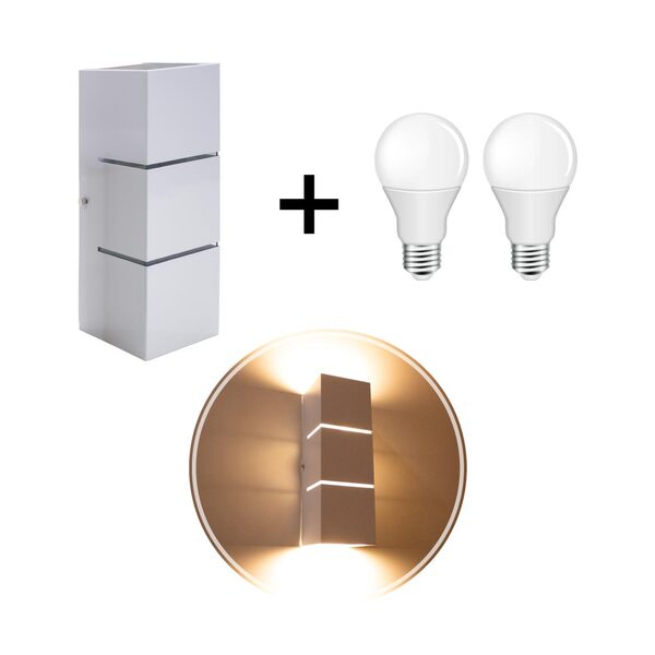 2 Arandela Focos Fachos Frisos 30cm + 4 Lâmpadas LED bulbo 12