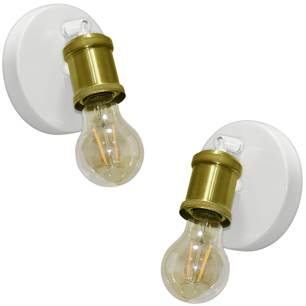 2 Arandelas Articulada Nordic Spot Branc/dourado + Lamp. A60