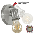 2 Arandelas Articulada Nordic Spot Escovado + Lamp. A60