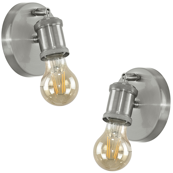 2 Arandelas Articulada Nordic Spot Escovado + Lamp. A60