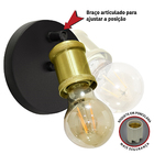 2 Arandelas Articulada Nordic Spot Preto/dourado + Lamp. A60