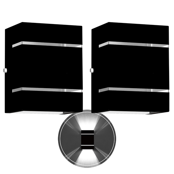 2 Arandelas Externa 2 Frisos Foco Fachos Parede Muro Preto