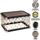 2 Balanços Suspenso E Mesa Tampo De Madeira Em Alumínio Bronz