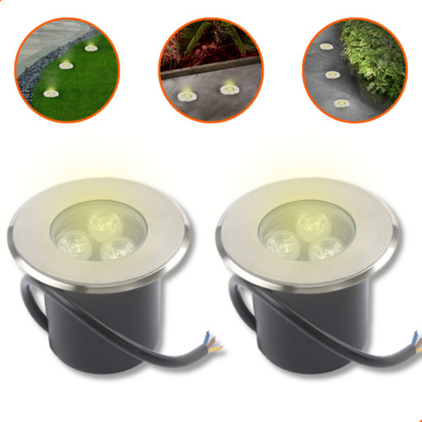 2 Balizador De Solo Led Chão Jardim 3w Embutir Blindado Piso