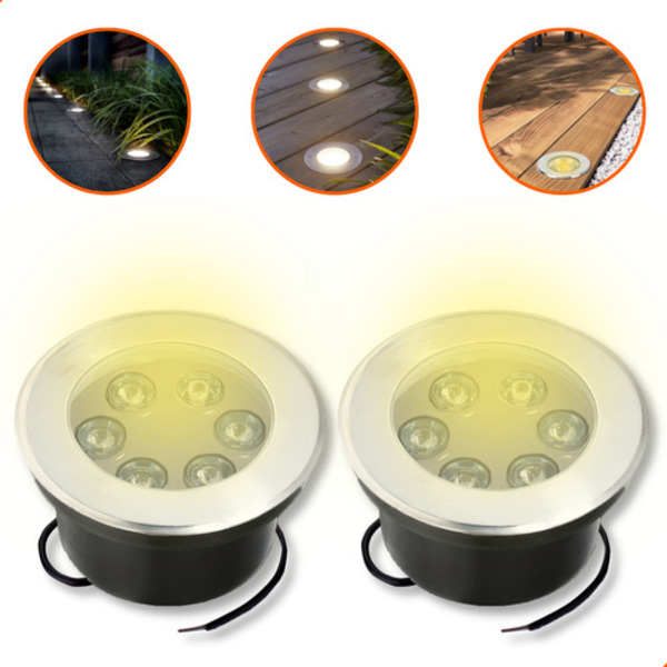 2 Balizador De Solo Led Chão Jardim 5w Embutir Blindado Verde