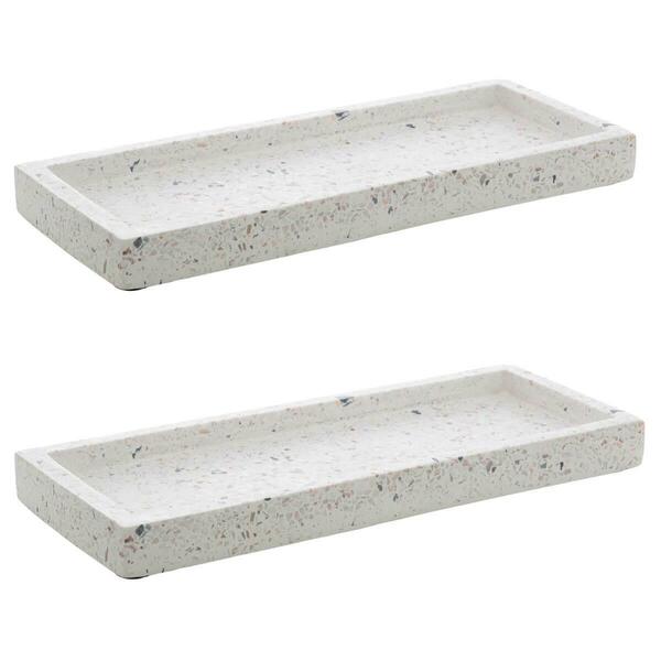 2 Bandejas De Mármore Terrazzo Retangular Aparador 26x17cm De