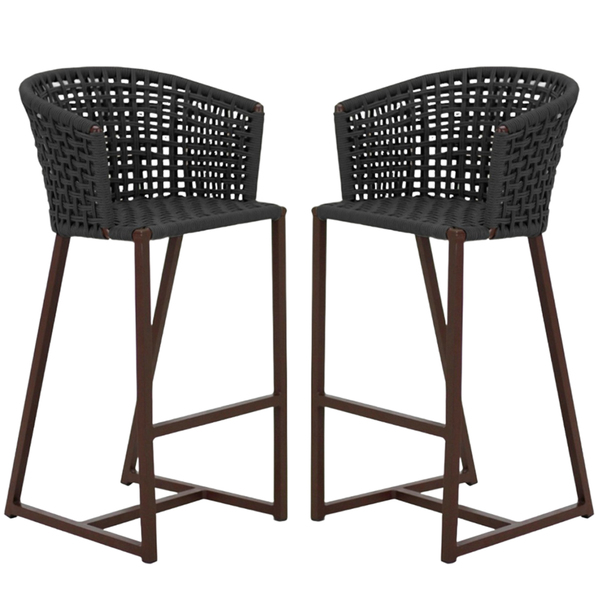 2 Banqueta Bali Em Alumínio E Corda Náutica Trama Original