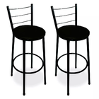 2 Banquetas Alta Epoxi Preto Preto