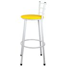 2 Banquetas Alta Para Cozinha Epoxi Branca Amarelo