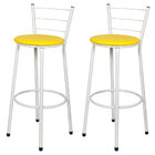2 Banquetas Alta Para Cozinha Epoxi Branca Amarelo