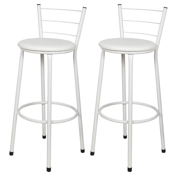 2 Banquetas Alta Para Cozinha Epoxi Branca Branco