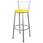 2 Banquetas Alta Para Cozinha Epoxi Cinza Amarelo
