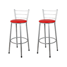 2 Banquetas Alta Para Cozinha Epoxi Cinza Vermelho