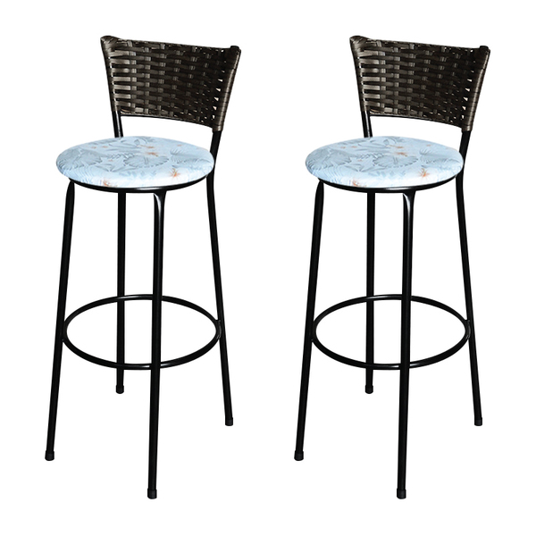 2 Banquetas Alta Para Cozinha Hawai Marrom Assento Floral Flo