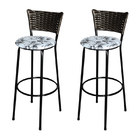 2 Banquetas Alta Para Cozinha Hawai Marrom Assento Floral Flo
