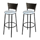 2 Banquetas Alta Para Cozinha Hawai Marrom Assento Floral Flo