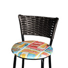 2 Banquetas Alta Para Cozinha Hawai Marrom Assento Floral Hap