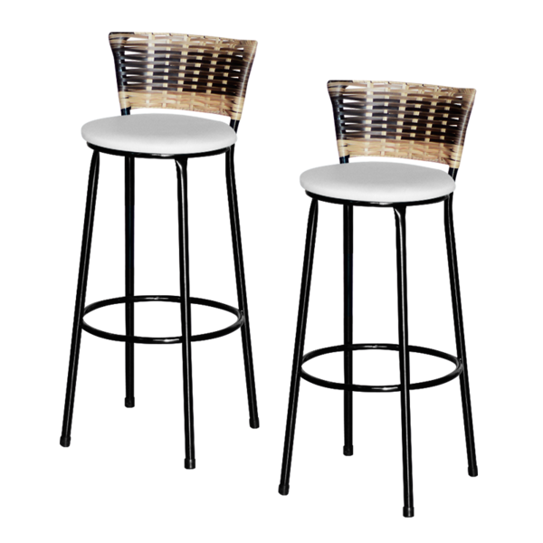2 Banquetas Alta Para Cozinha Ratan Hawai Cappuccino Premium
