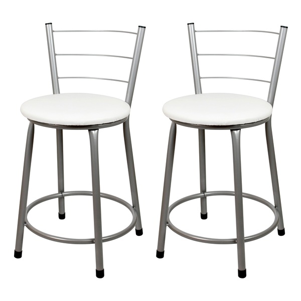 2 Banquetas Baixa Para Cozinha Epoxi Cinza Branco