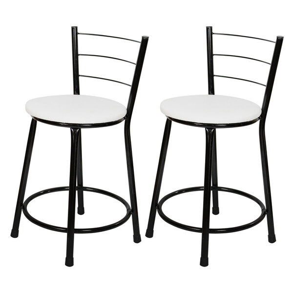 2 Banquetas Baixa Para Cozinha Epoxi Preta Branco