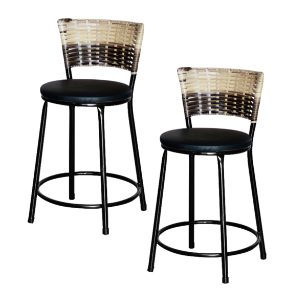 2 Banquetas Baixas Para Cozinha Ratan Hawai Cappuccino Premiu