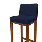 2 Banquetas Bia Suede Azul Marinho E Base Castanho