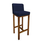 2 Banquetas Bia Suede Azul Marinho E Base Castanho