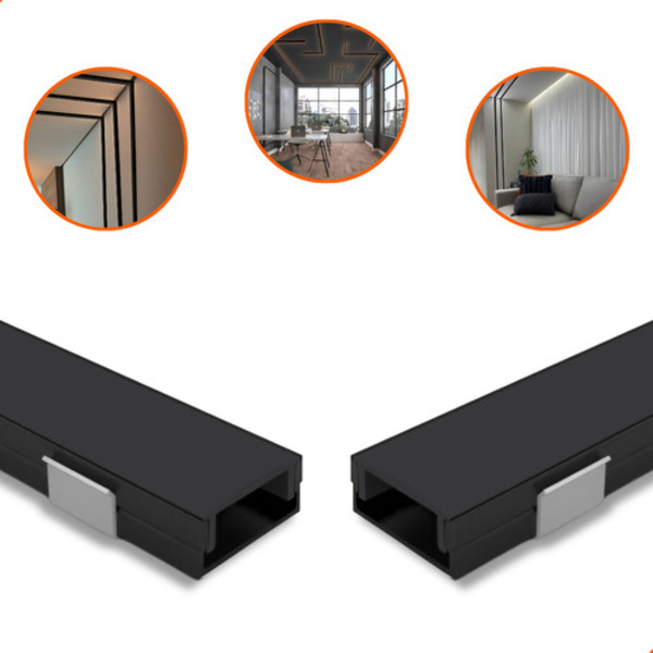 2 Barras Perfil Led Sobrepor All Black 17mm 1 Metro Para Fita