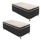 2 Bases Box Solteiro Íris 42x88x188cm com Kit Com 2 Colchões