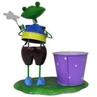 2 Bonecos Casal Ferro Sapo Com Balde De Flor Enfeite E Decora