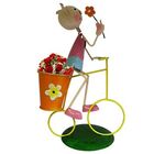 2 Bonecos De Enfeite Joaninha Porquinha Com Bike Flores Jardim