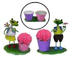 2 Bonecos De Ferro Sapo Casal Casa Flores Jardim Balde De Flo