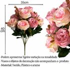 2 Buquês De Rosas Artificiais Pronto Para Arranjo Flor Rosa C