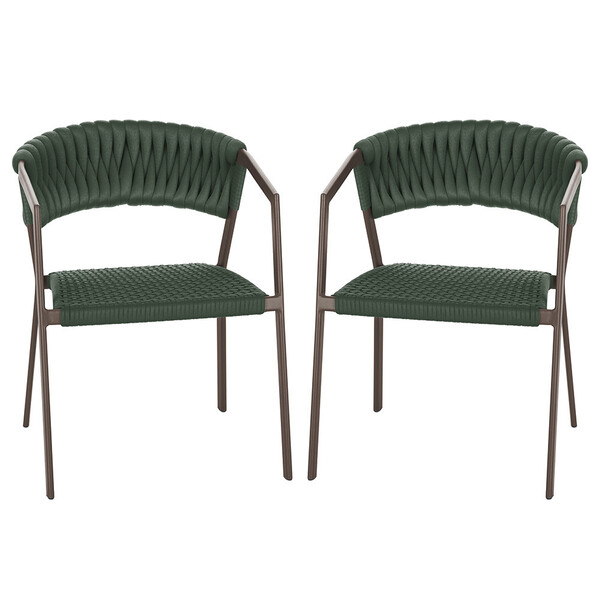 2 Cadeiras Atenas Tricô Náutico E Alumínio Com Proteção Uv Pa