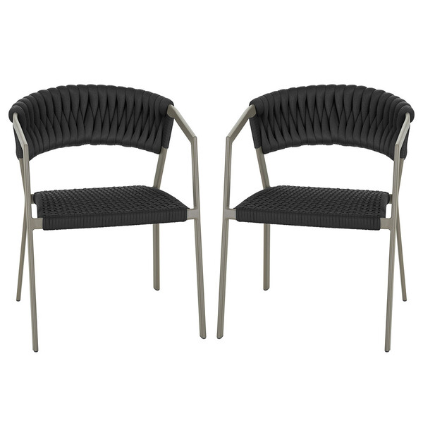 2 Cadeiras Atenas Tricô Náutico E Alumínio Com Proteção Uv Pa