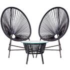 2 Cadeiras Bahamas - Mesa De Centro - Vidro 55cm 8mm Preto