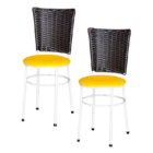 2 Cadeiras Branca Para Cozinha Hawai Café  Amarelo