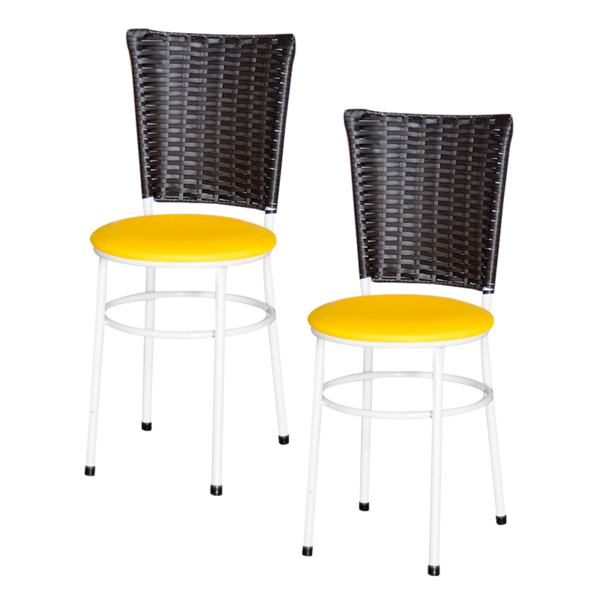 2 Cadeiras Branca Para Cozinha Hawai Café  Amarelo