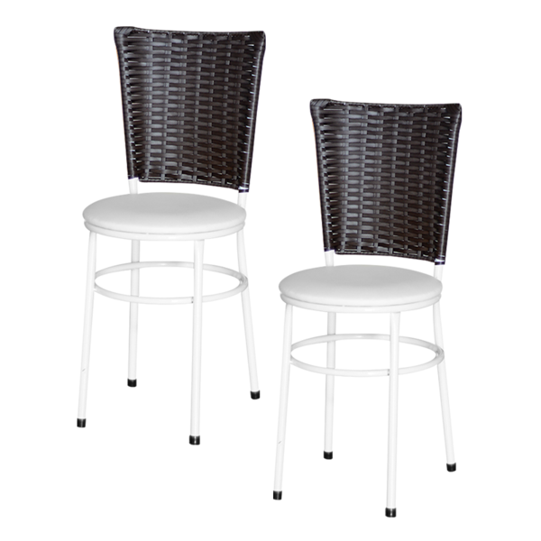 2 Cadeiras Branca Para Cozinha Hawai Café  Branco