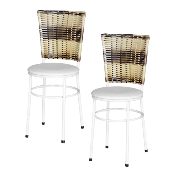 2 Cadeiras Brancas Para Cozinha Hawai Cappuccino Premium  Bra