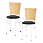 2 Cadeiras Brancas Para Cozinha Hawai Palha  Preto