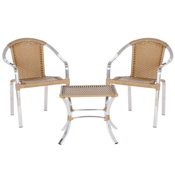 2 Cadeiras De Alumino E Fibra Sintetica Tóquio Com 1 Mesa Em