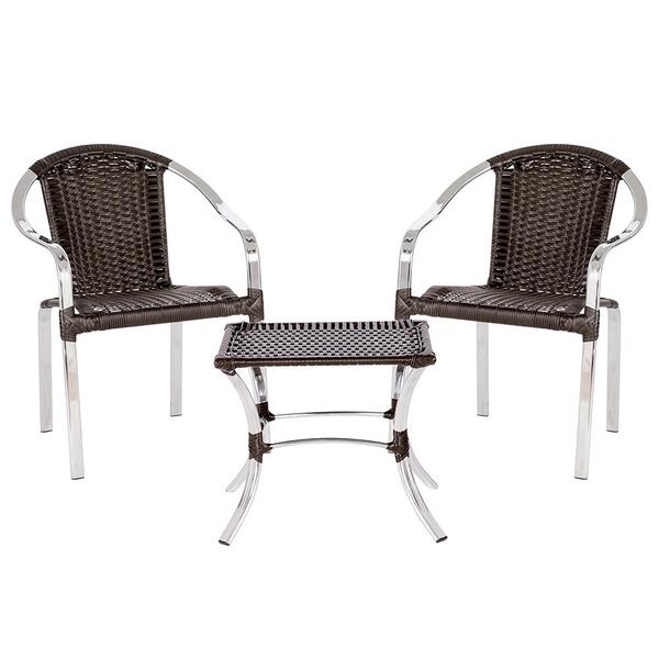 2 Cadeiras De Alumino E Fibra Sintetica Tóquio Com 1 Mesa Em