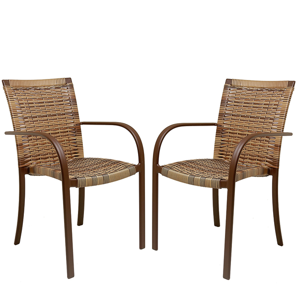 2 Cadeiras De Área Ascoli Cappuccino Alumínio Pintura Eletros