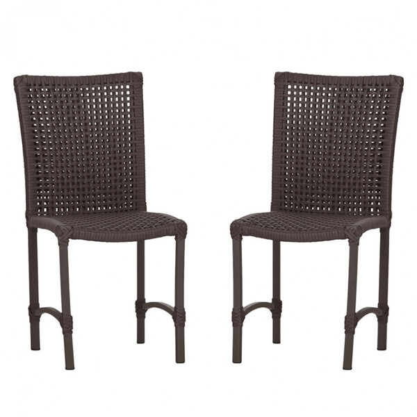 2 Cadeiras De Jantar Cannes De Alumínio Com Pintura Marrom E