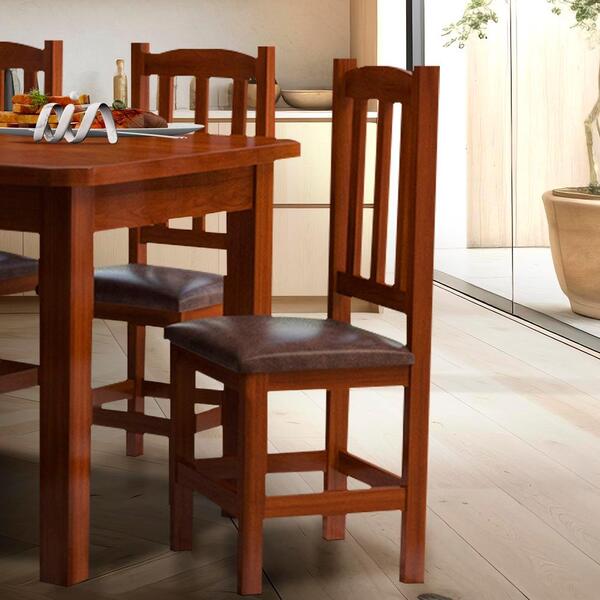 2 Cadeiras De Jantar Estofadas Madeira Maciça Castanho Diaman