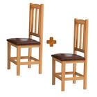 2 Cadeiras De Jantar Estofadas Madeira Maciça Nogueira Diaman