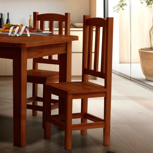 2 Cadeiras De Jantar Madeira Maciça Castanho Diamante Nemargi