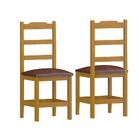 2 Cadeiras De Jantar Madeira Maciça Estofado Perola Cerejeira